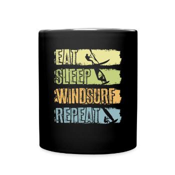 Food Sleep Windsurfing Repetition - Full Colour Mug - black - Front