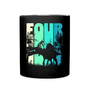 Spinosaurus 4 ans Garçon 4ème anniversaire rétro - Mug uni - noir - Devant