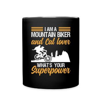 Vététiste et amoureux des chats superpuissance - Mug uni - noir - Devant