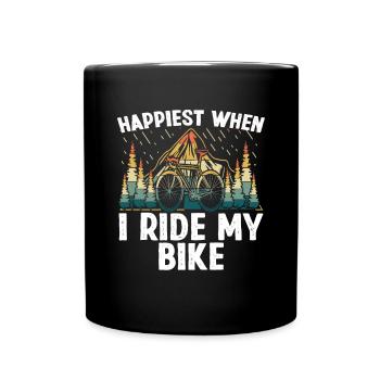 Happiest when i ride my Bike - Full Colour Mug - black - Front