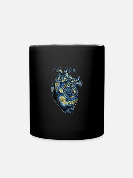 Anatomisches Herz im Stil von Van Goghs Stary - Tasse einfarbig - Schwarz