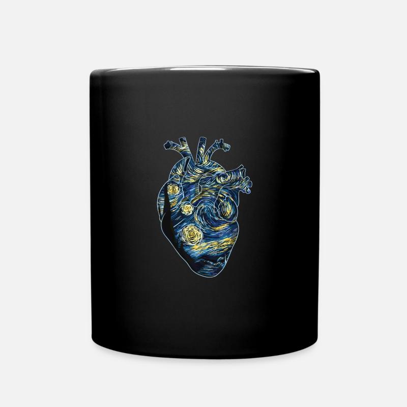 Anatomisches Herz im Stil von Van Goghs Stary - Tasse einfarbig - Schwarz