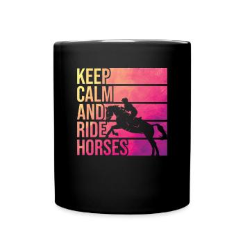 Colorful horse "Keep Calm And Ride - Full Colour Mug - black - Front
