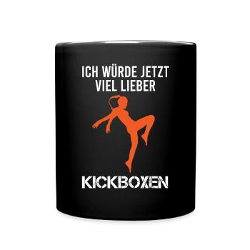 Kickboxen Kickboxerin Spruch Lustig Geschenk Damen - Tasse einfarbig - Schwarz - Vorne