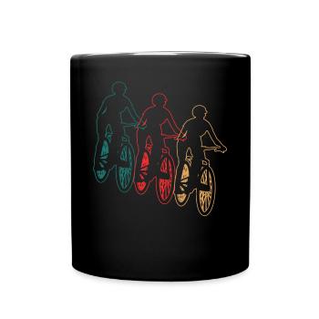 Radfahrerin Mountainbike Fahrer Retro Geschenk - Tasse einfarbig - Schwarz - Vorne