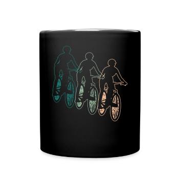 Radfahrerin Mountainbike Fahrer Retro Geschenk - Tasse einfarbig - Schwarz - Vorne