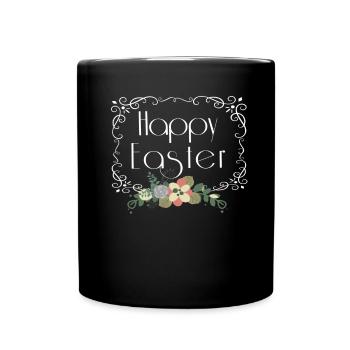 Joyeuses Pâques Florales - Mug uni - noir - Devant