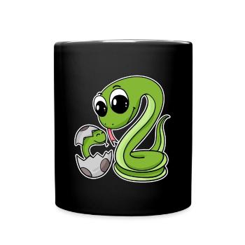 Schlange Familie - Schlange mit Baby - Schlangen - Tasse einfarbig - Schwarz - Vorne
