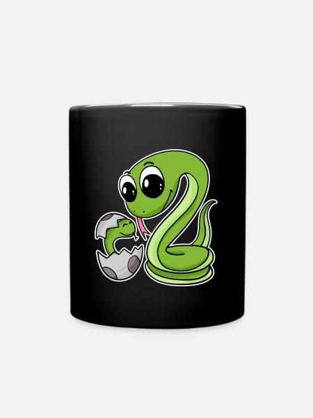 Snake Family - Snake with Baby - Snakes - Full Colour Mug - black