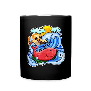 Baleine pastèque - Mug uni - noir - Devant