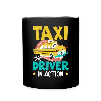 Taxi Driver In Action Taxicab Cab Driver Cabbie - Full Colour Mug - black - Front