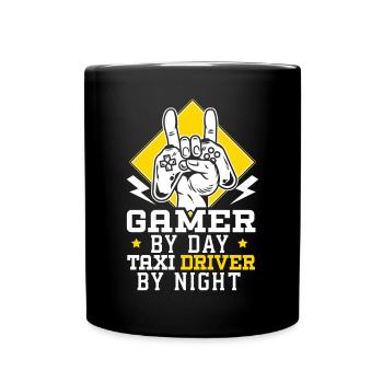 Gamer By Day Taxi Driver By Night Cab Driver - Full Colour Mug - black - Front