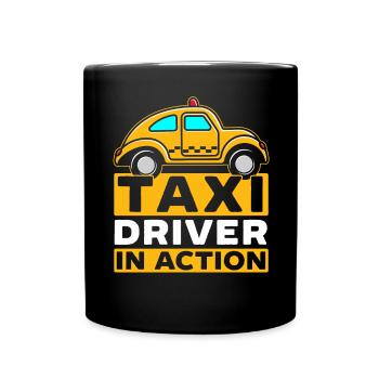 Taxi Driver In Action Taxicab Cab Driver Cabbie - Full Colour Mug - black - Front