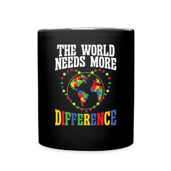 Autismus World Needs Difference Autism Awareness - Full Colour Mug - black - Front