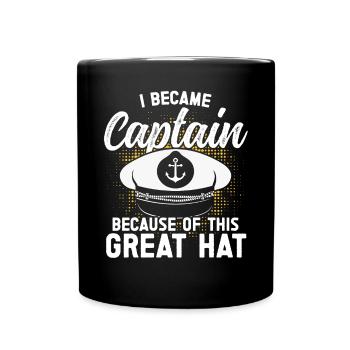 Captain Captain Because Of This has ship boat - Full Colour Mug - black - Front
