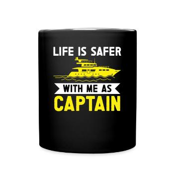 Captain Life Safer With Captain Ship Boat Sailing - Full Colour Mug - black - Front