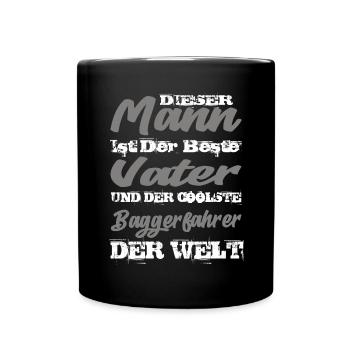 Baggerfahrer - Tasse einfarbig - Schwarz - Vorne