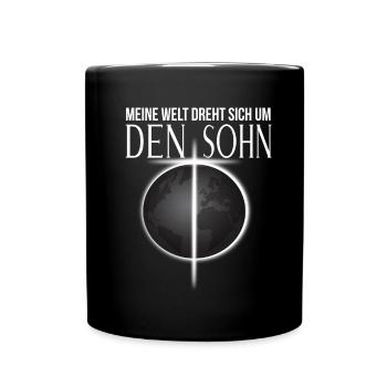 Christliche Religiöse Kleidung Bibel Spruch - Tasse einfarbig - Schwarz - Vorne