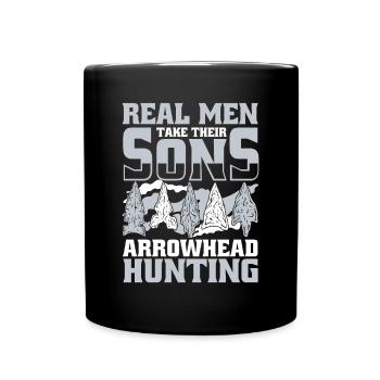Real Men Take Their Sons Arrowhead Collecting - Full Colour Mug - black - Front