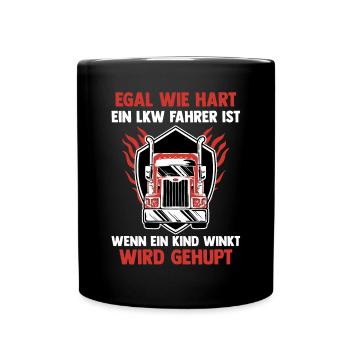 LKW Fahrer Fernfahrer Lastkraftwagen Trucker - Tasse einfarbig - Schwarz - Vorne