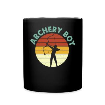 Retro Bogenschießen Bogenschütze Zielscheibe - Tasse einfarbig - Schwarz - Vorne
