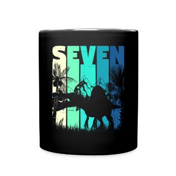 Spinosaurus 7 ans garçon 7ème anniversaire rétro - Mug uni - noir - Devant