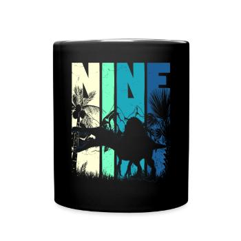 Spinosaurus 9 ans garçon 9ème anniversaire rétro - Mug uni - noir - Devant