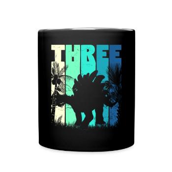 Stégosaure 3 ans garçon 3ème anniversaire rétro - Mug uni - noir - Devant