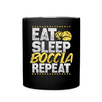 Boccia Eat Sleep Repeat Target Ball Hobby Boccia - Full Colour Mug - black - Front