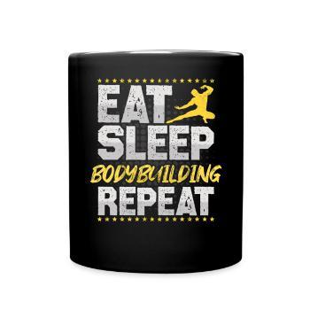 Bodybuilding Eat Sleep Repeat Hobby Bodybuilding - Full Colour Mug - black - Front