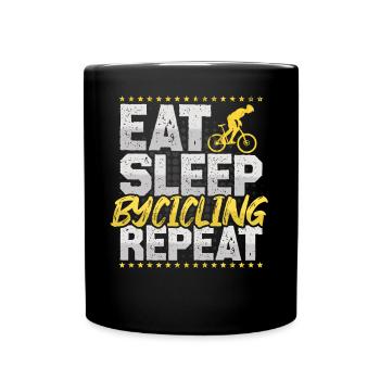 Riding a bike Eat Sleep Repeat Riding a bike - Full Colour Mug - black - Front