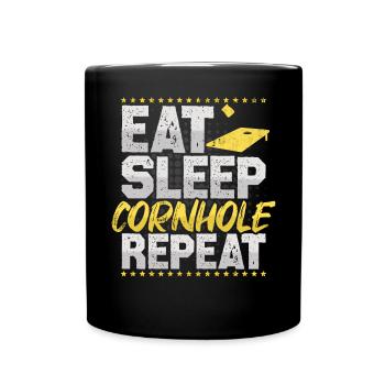 Cornhole Eat Sleep Repeat Baggo Hobby Cornhole - Full Colour Mug - black - Front