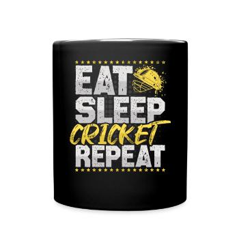 Cricket Eat Sleep Repeat Cricketer Cricket - Full Colour Mug - black - Front
