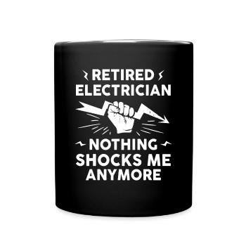 Électricien Retraite Art Pour Hommes Femmes Retraitées E - Mug uni - noir - Devant