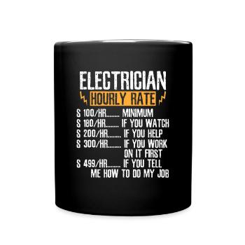 Elektriker Stundensatzelektriker Stundensatz ele - Tasse einfarbig - Schwarz - Vorne