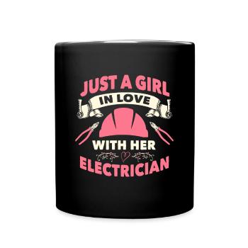 Elektriker Ehefrau Girlfirend Ich liebe meinen Elektriker - Tasse einfarbig - Schwarz - Vorne