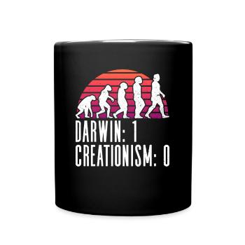 Darwin: 1 - Kreationismus: 0 - Atheist - Atheismus - Tasse einfarbig - Schwarz - Vorne