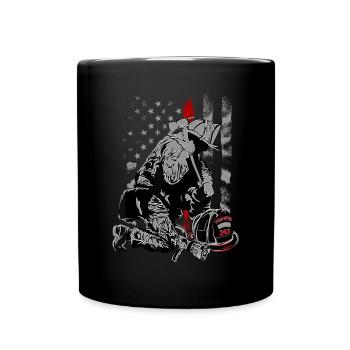 Fireman American Flag idée Thin Red Line Firefight - Mug uni - noir - Devant