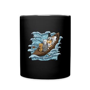 Paddelboot Katzen Designs für eine Rudermannschaft - Tasse einfarbig - Schwarz - Vorne