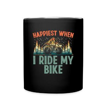 Le plus heureux je fais du vélo - Mug uni - noir - Devant