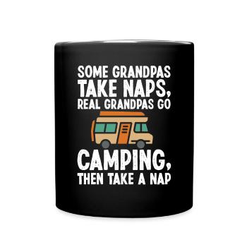 Grandpas take Naps real Camping Outdoor - Tasse einfarbig - Schwarz - Vorne