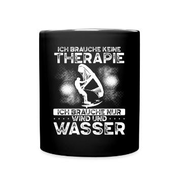 Ich Brauche Keine Therapie Ich Wingsurfe - Tasse einfarbig - Schwarz - Vorne