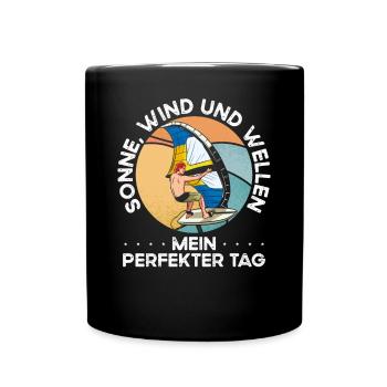 Sonne Wind Und Wellen - Tasse einfarbig - Schwarz - Vorne