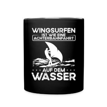 Wingsurfing Ist Wie Eine Achterbahnfahrt - Tasse einfarbig - Schwarz - Vorne