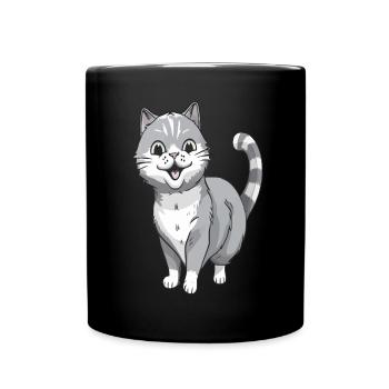 Chat souriant pour les amoureux des chats - Mug uni - noir - Devant
