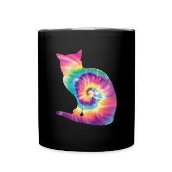Tie Dye Cat - Full Colour Mug - black - Front