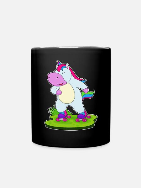 Einhorn Rollschuhfahren Rollschuhe - Tasse einfarbig - Schwarz