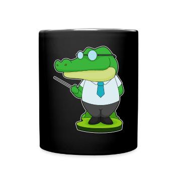 Crocodile Teacher Pointing Stick School - Full Colour Mug - black - Front