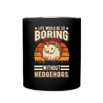 Igel Geschenk Stacheligel - Tasse einfarbig - Schwarz - Vorne