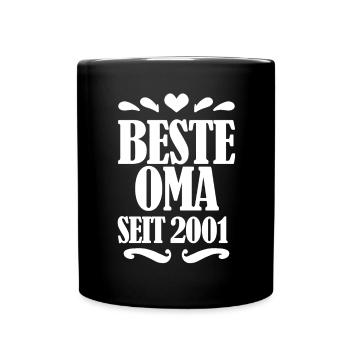Beste Oma seit 2001 - Oma Geschenk - Tasse einfarbig - Schwarz - Vorne